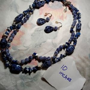 Stone handmande necklace and earring set